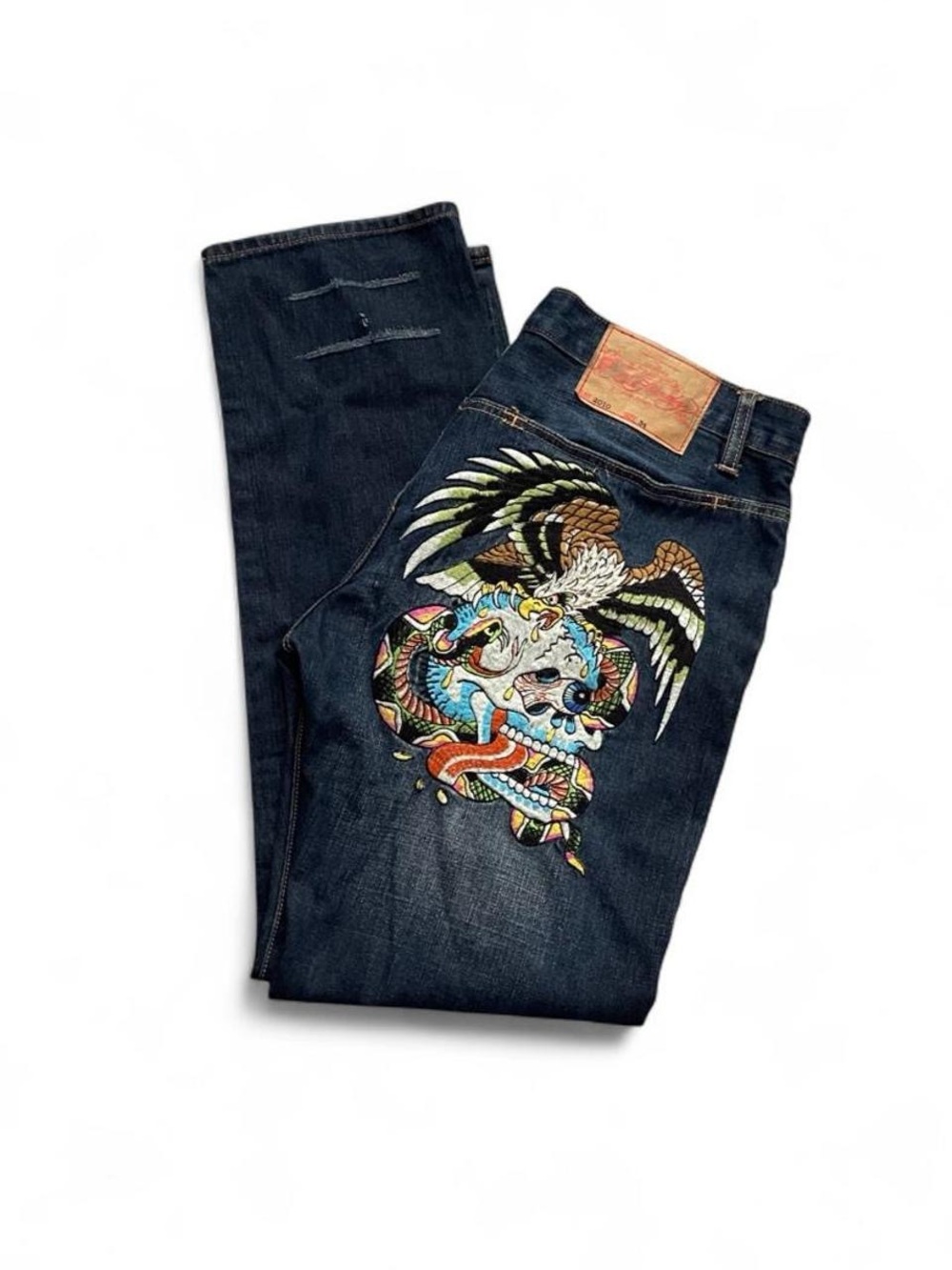 RARE Ed Hardy Jeans Men 34x32 Embrorided Eagle Skull Snake Christian Audigier
